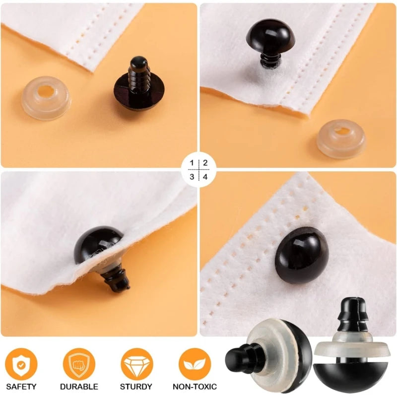 Black Plastic Safety Eyes for Doll Making