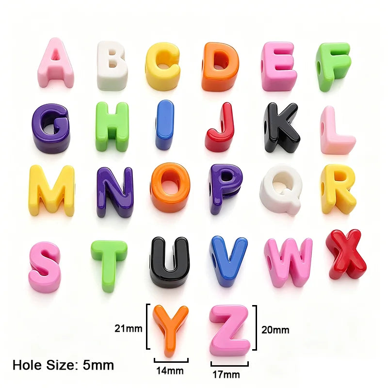 A set of colorful acrylic letter beads in uppercase and lowercase forms for DIY jewelry making