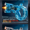 Transparent blue or gray space fire-fighting water gun with a translucent grip and firing mechanism.