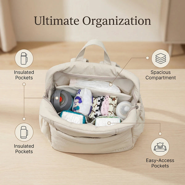 Large Capacity Diaper Backpack with Multiple Pockets