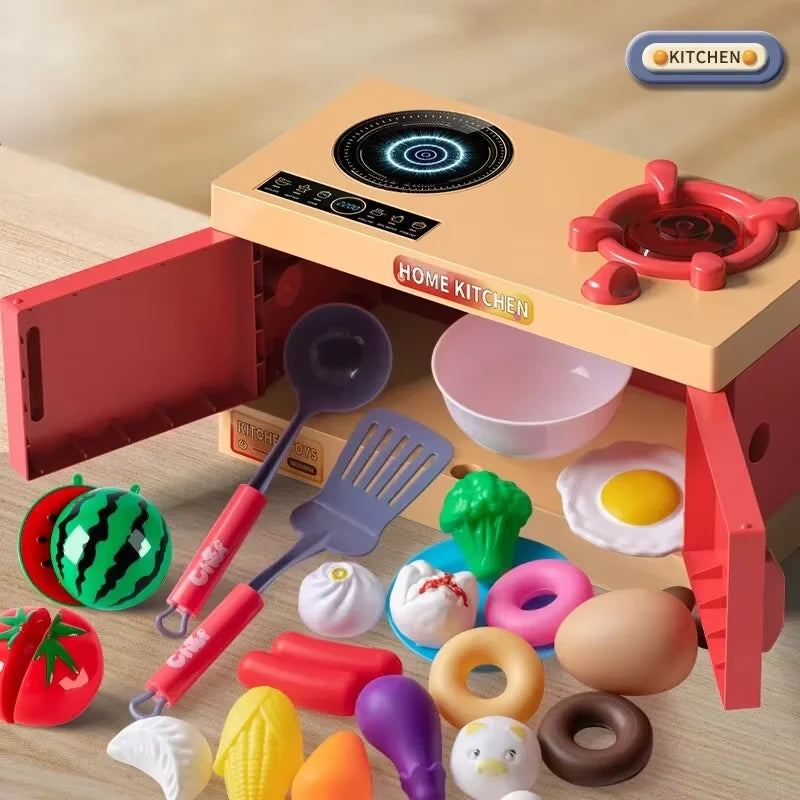 Kids Pretend Play Kitchen Set with Pots and Accessories