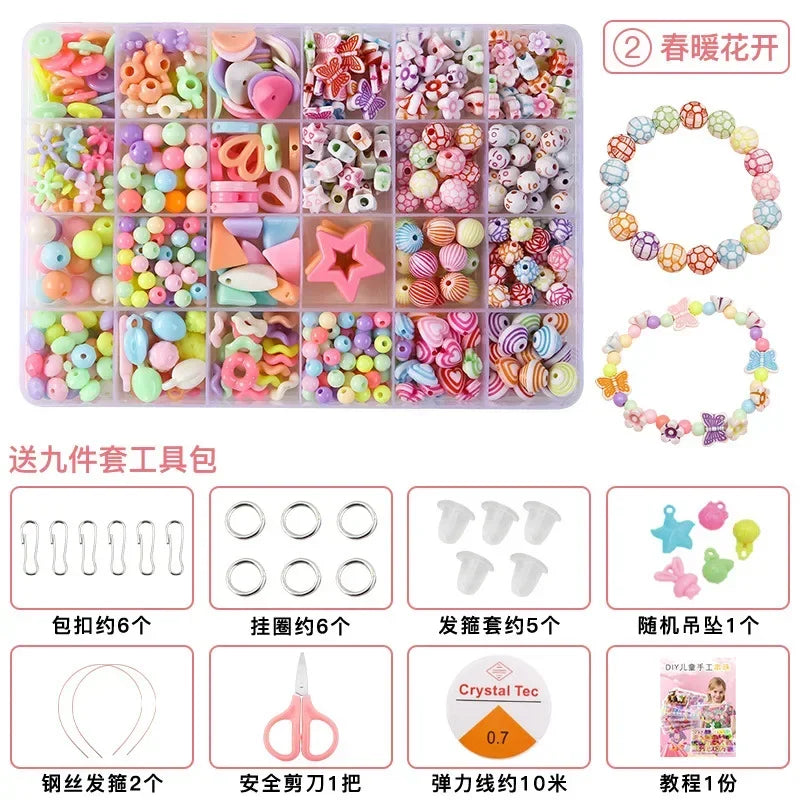 Polymer clay bead jewelry making kit for kids featuring various colored beads and tools