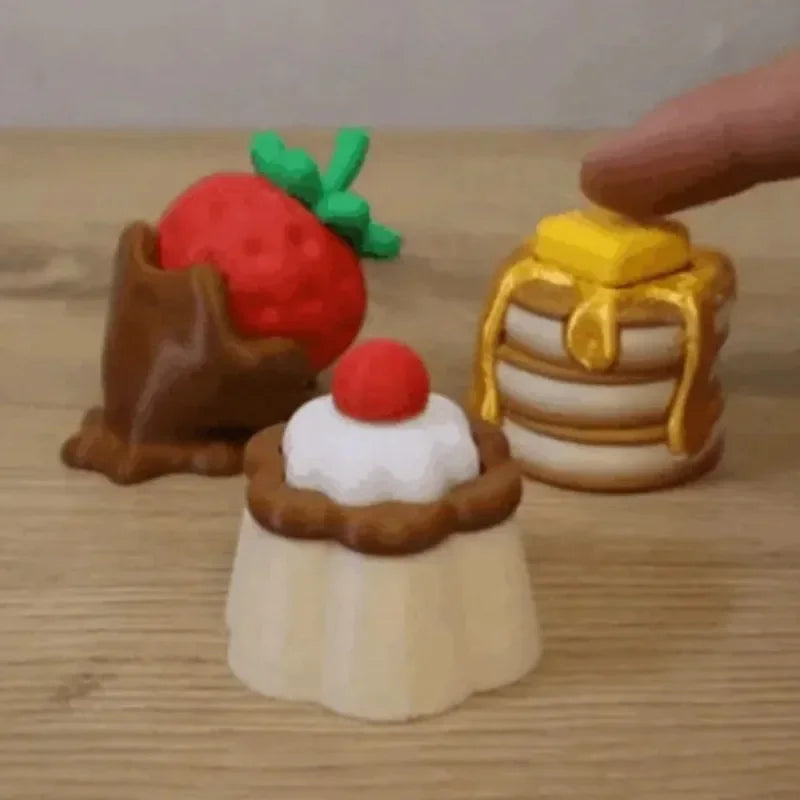 Cute Cartoon Cake Fidget Keychain – Stress Relief Clicker Toy