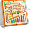 A wooden maze toy for counting and fine motor skills featuring colored blocks and numbers.