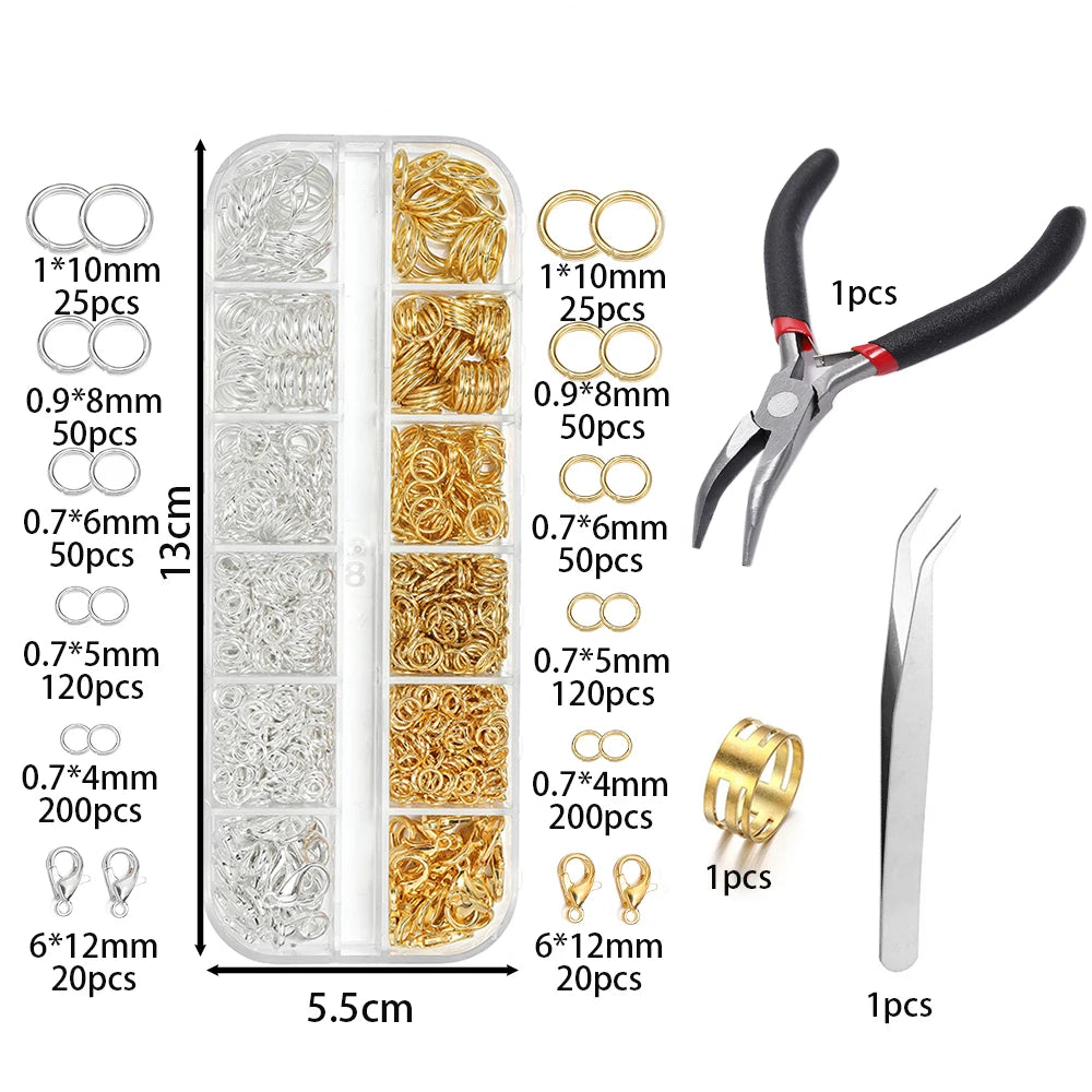 DIY Jewelry Making Kit with Jump Rings, Clasps, and Tools
