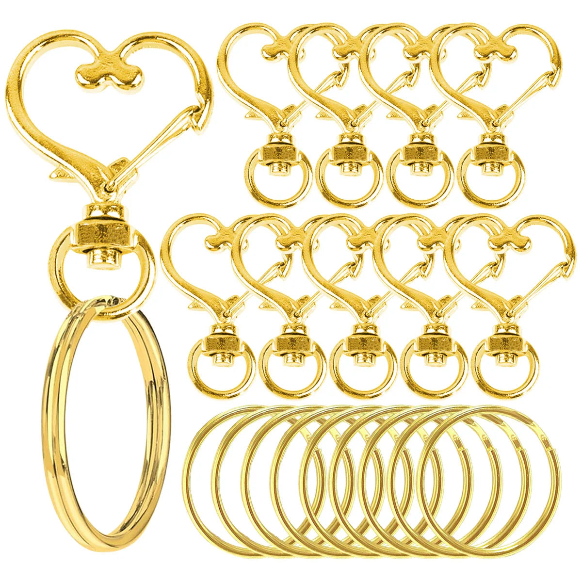 Heart-Shaped Swivel Snap Hooks with Key Rings
