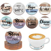 Set of 8 Decorative Wooden Coasters with English Print