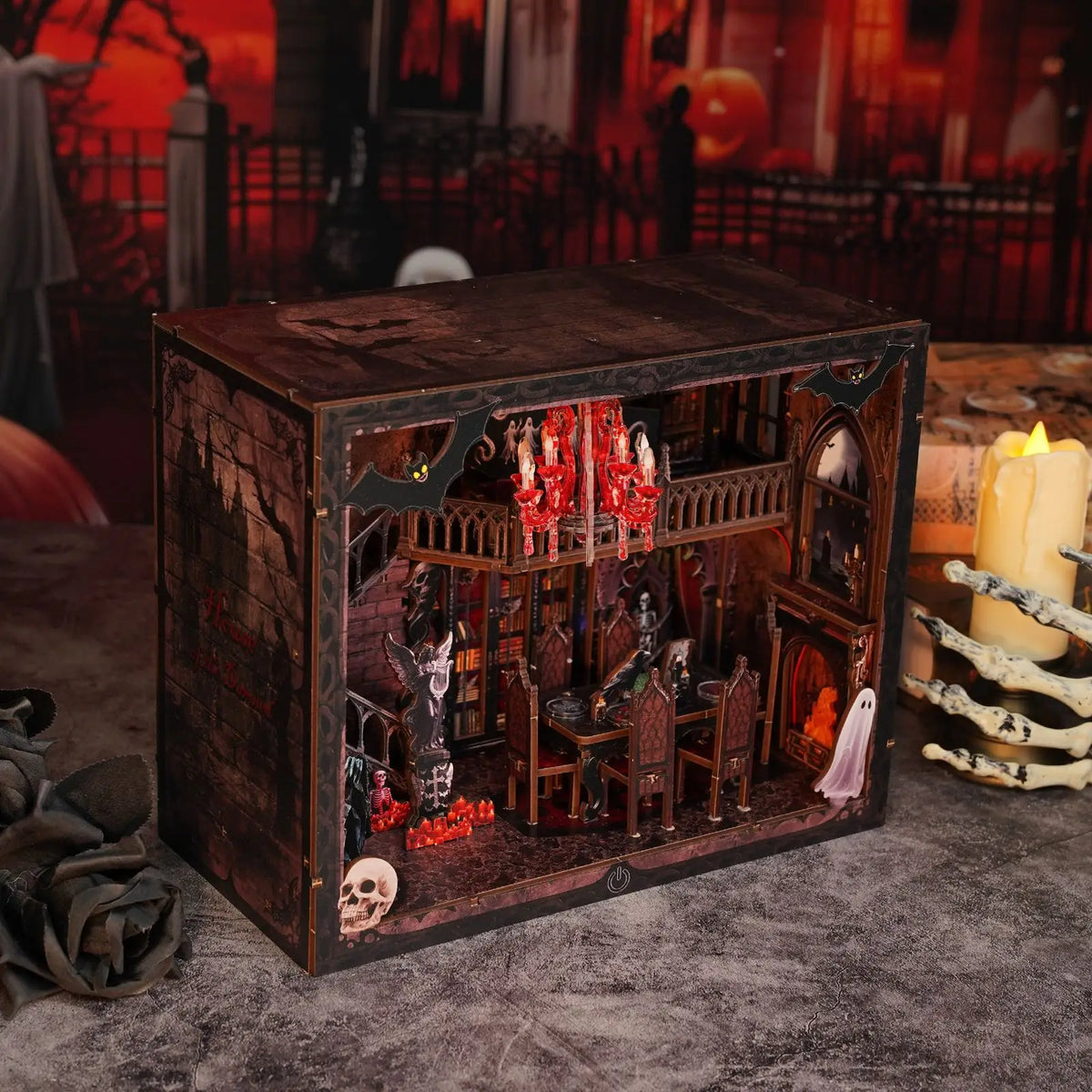 Haunted Halloween Book Nook DIY Kit with LED Lighting