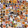 A collection of Halloween themed waterproof stickers featuring pumpkins, ghosts, witches, and spooky characters.