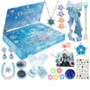 A blue advent calendar box featuring mermaid-themed jewelry and accessories for a 24-day Christmas countdown.