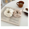 Plush Knit Scrunchie Hair Ties with Leather Accent