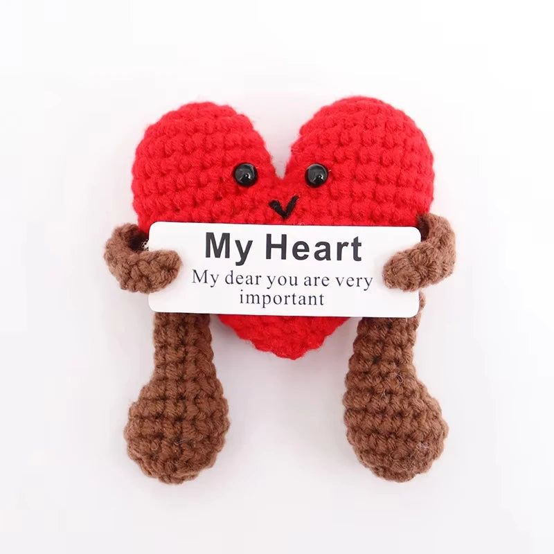 Handmade Knitted Coffee Doll with Card – Funny Crochet Desk Decor