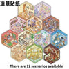 A collection of 12 miniature 3D house scene stickers for journaling and scrapbooking