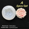 A white floral silicone mold with a rose design, shown next to the mold size specifications.