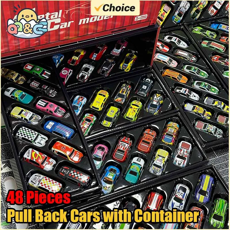 Mini Pull-Back Toy Car Set with Storage Case