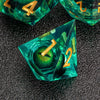 Dragon Eye Resin Dice Set with Liquid Core - 7 Polyhedral Dice for RPG Gaming