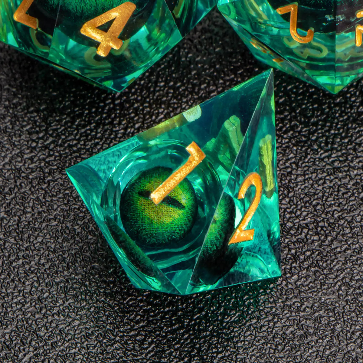 Dragon Eye Resin Dice Set with Liquid Core - 7 Polyhedral Dice for RPG Gaming