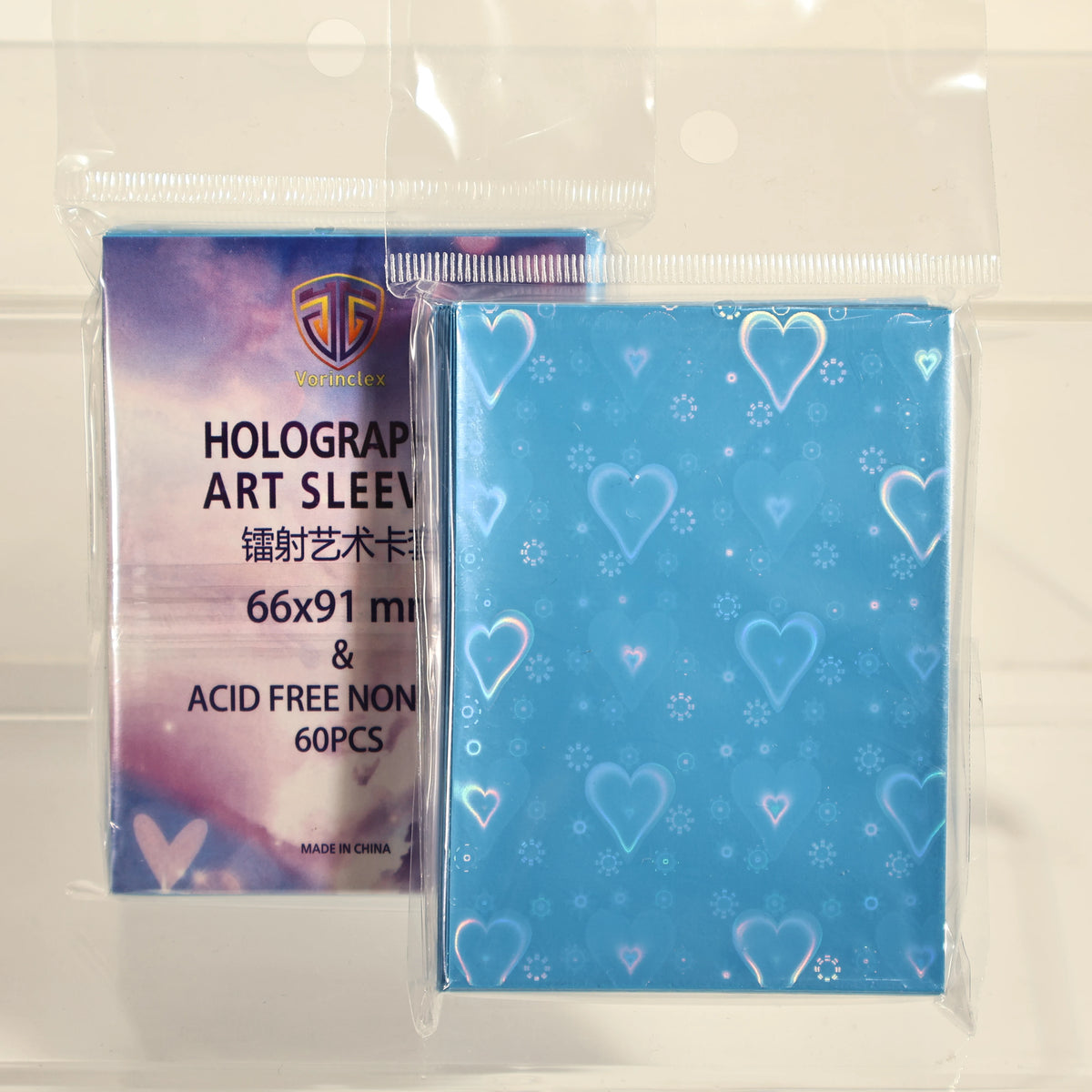 Holographic Heart-Shaped Card Sleeves (60-Pack) – Acid-Free Protectors for TCG & Collectible Cards