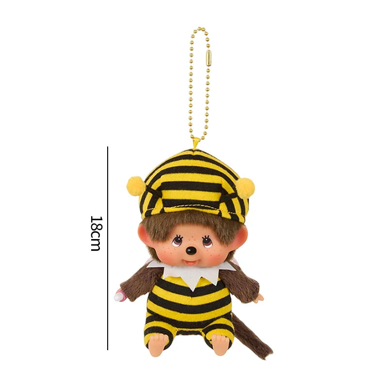 A yellow and black striped cartoon plush character with a gold chain attached, designed as a keychain charm.
