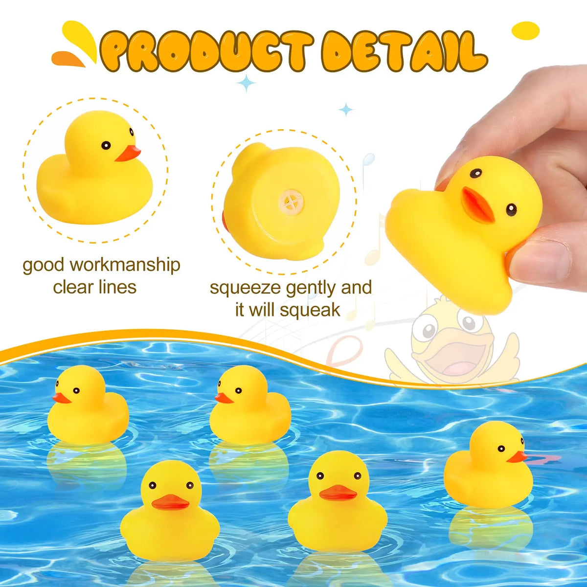 Classic Yellow Squeaky Rubber Ducks for Bath, Party Favors, and Decor