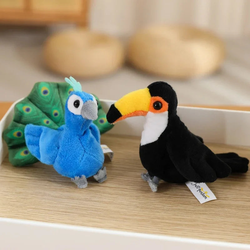 Adorable Mini Plush Finger Puppet Set – Parrot, Peacock, Shark & Octopus
