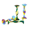 A set of colorful silicone suction cup darts featuring yellow, green, and purple hues.