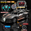 A black and orange R/C racing car with a high-speed skin, along with its remote control, battery, and tire.