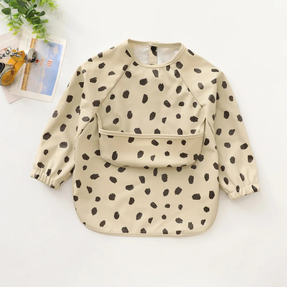 Waterproof Long-Sleeve Art Smock Bib for Toddlers