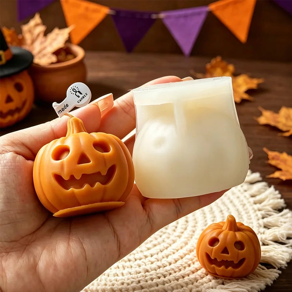Halloween Ghost & Pumpkin Silicone Mold – 3D Stackable Design for Candle, Soap & Resin Crafts