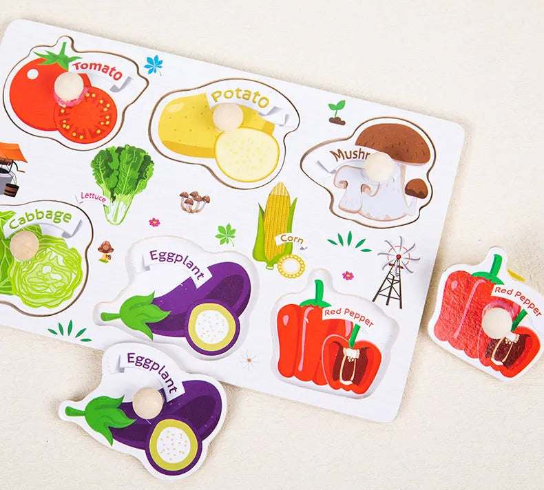 Wooden Alphabet & Number Peg Puzzles for Toddlers