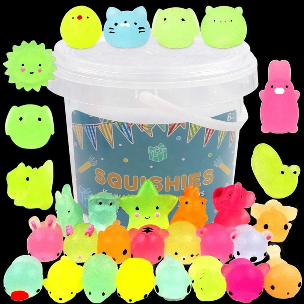 Kawaii Animal Squishy Toys – Glow in the Dark Stress Relievers (Party Pack)