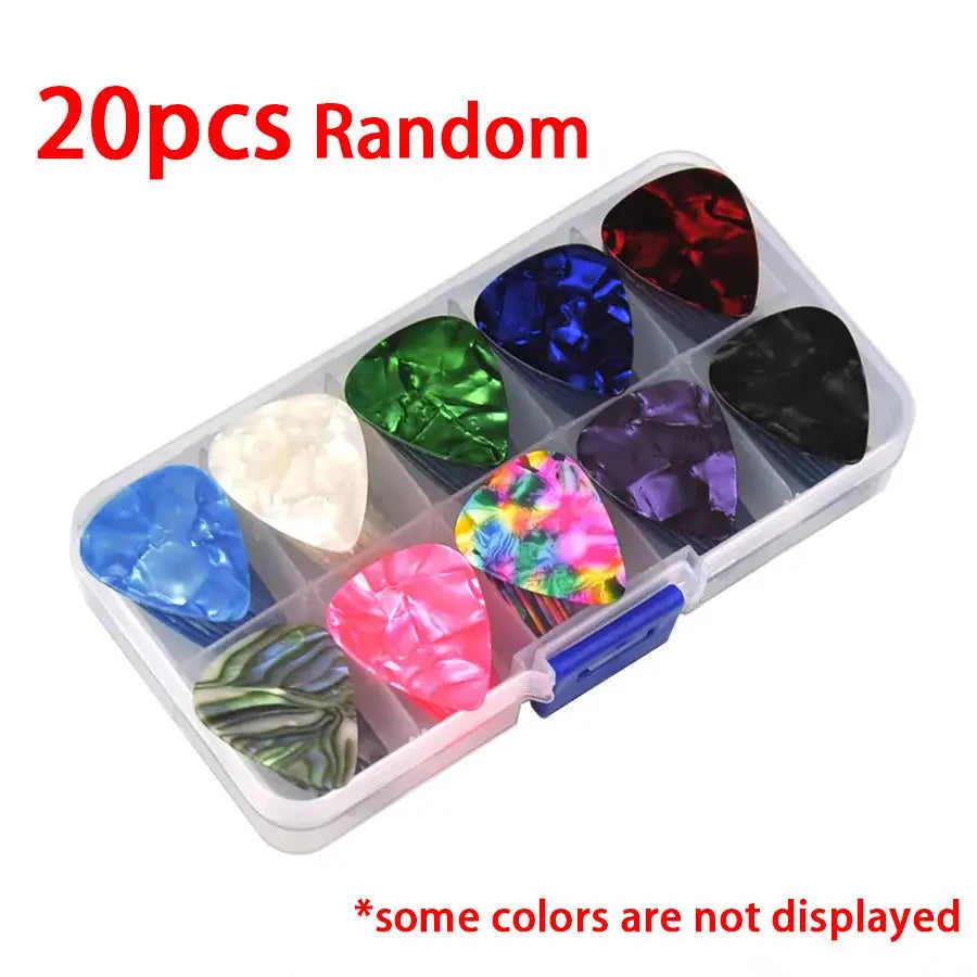 Celluloid Guitar Picks with Clear Storage Box