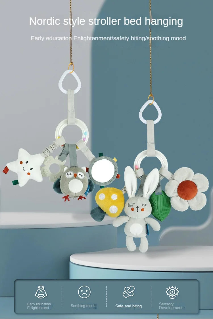 Rainbow Animal Plush Stroller Toy for Babies 0-3 Years