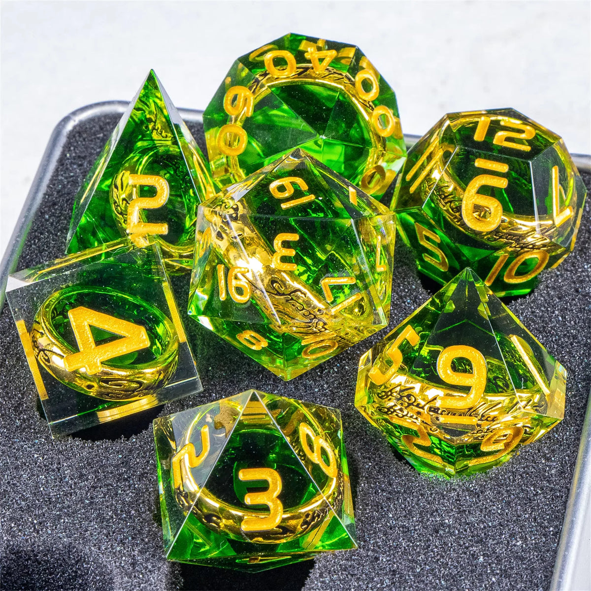 Eye Dice Set – 7-Piece Resin Polyhedral Dice for Horror RPG Games