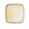 A square resin nail art palette with a white translucent base and a gold textured trim.