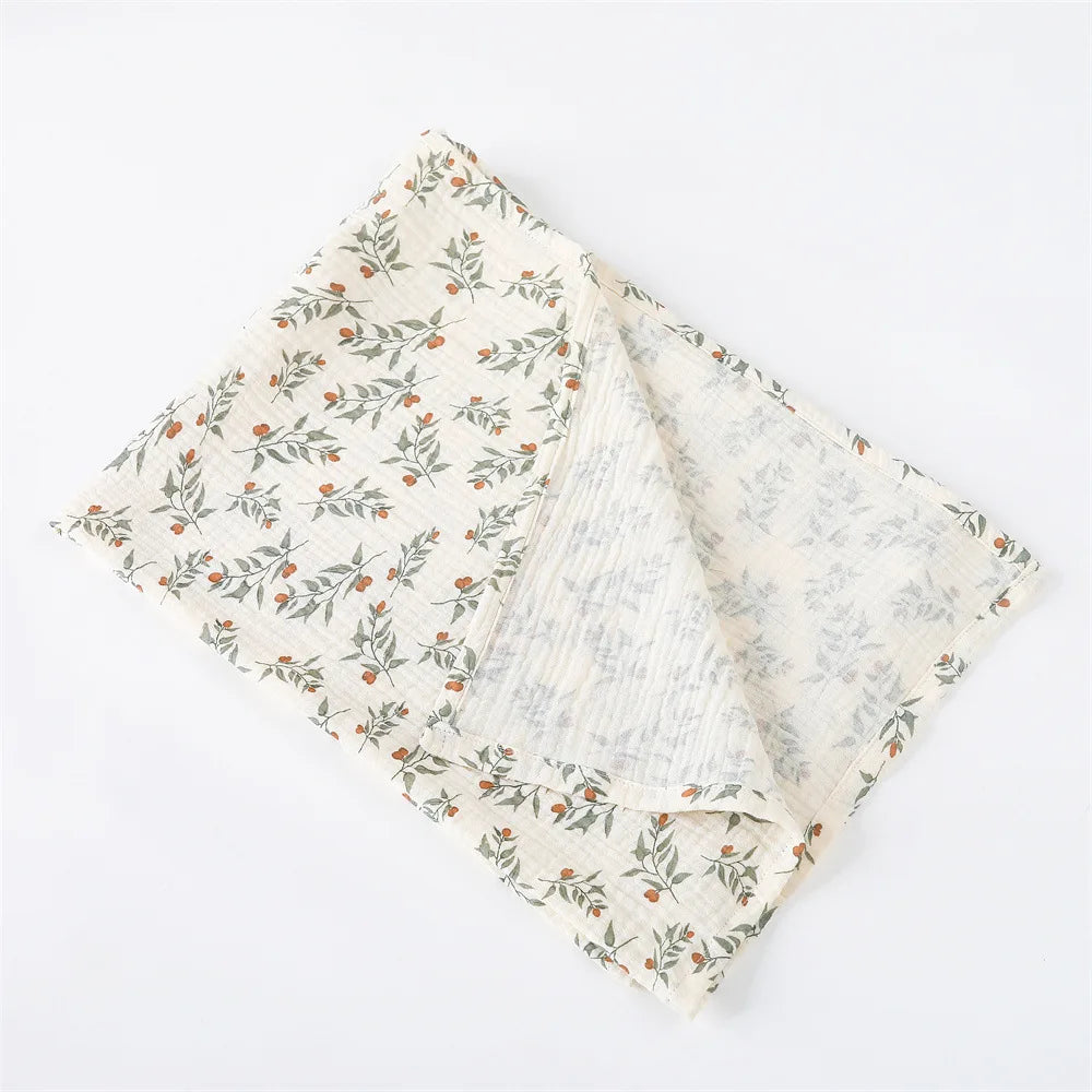 Muslin Swaddle Blanket with Floral Print – Soft, Breathable Baby Wrap for All Seasons