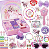 A pink box containing a 24-day mermaid jewelry advent calendar with various sparkly and colorful items.