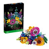 A box of Everlasting Flower Building Block Bouquet set featuring various colorful flowers and greenery.