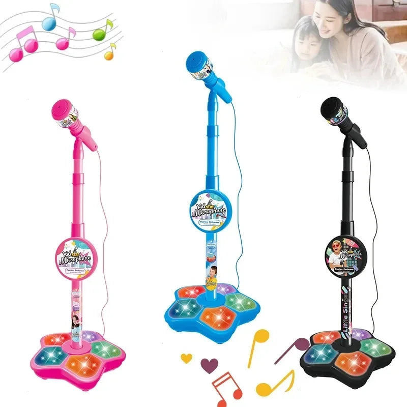 Kids Karaoke Microphone Stand Set with Party Lights