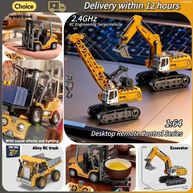 1:64 Scale Remote Control Engineering Vehicle with Lights and Sounds