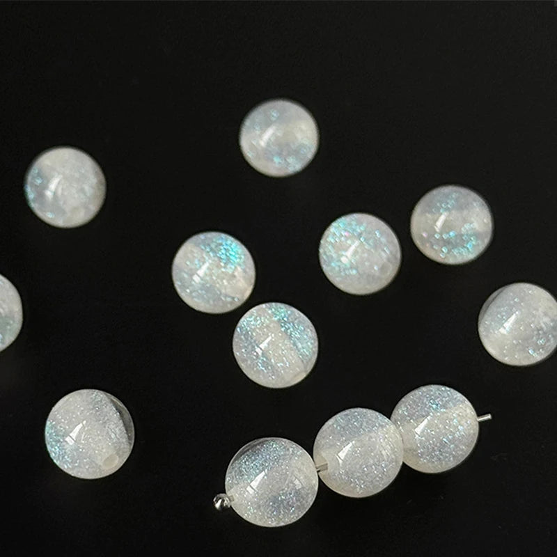 Fine Flashing Resin Beads, Round Loose Beads for Jewelry Making