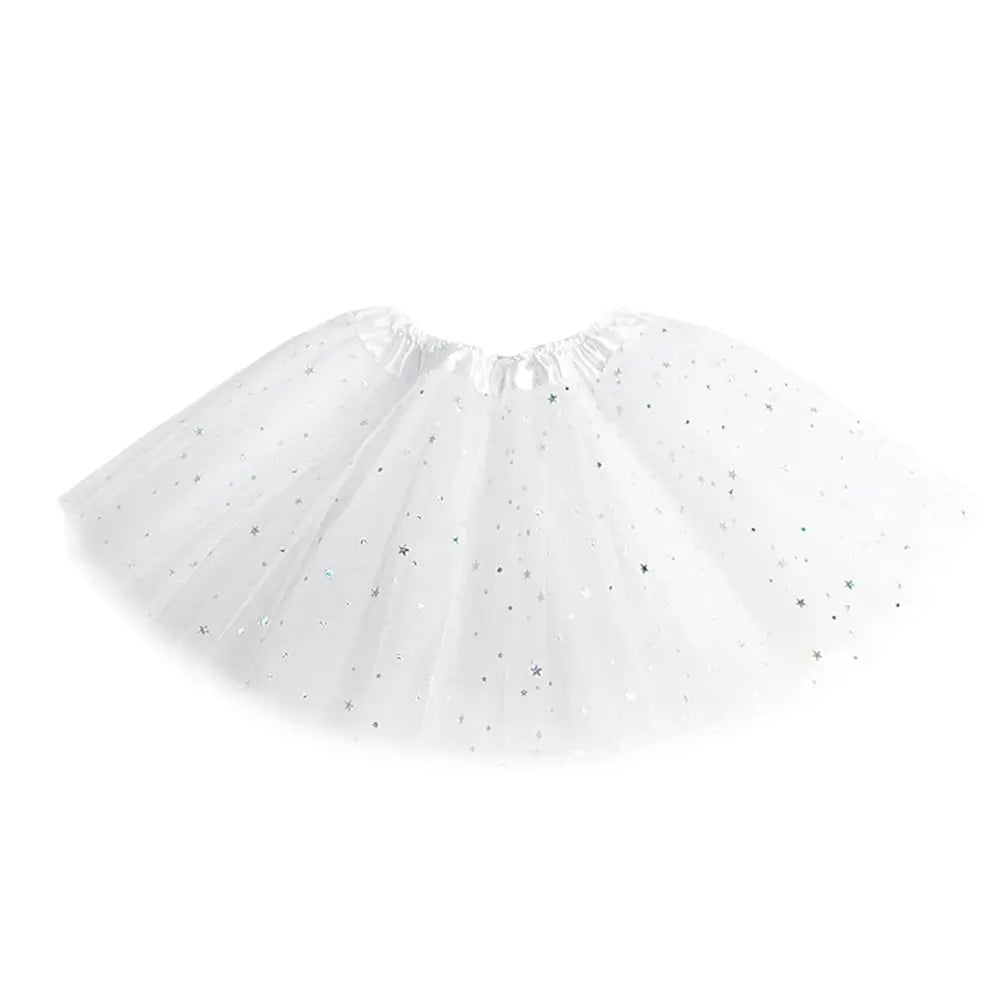 White sparkling princess tutu dress for girls with glitter accents