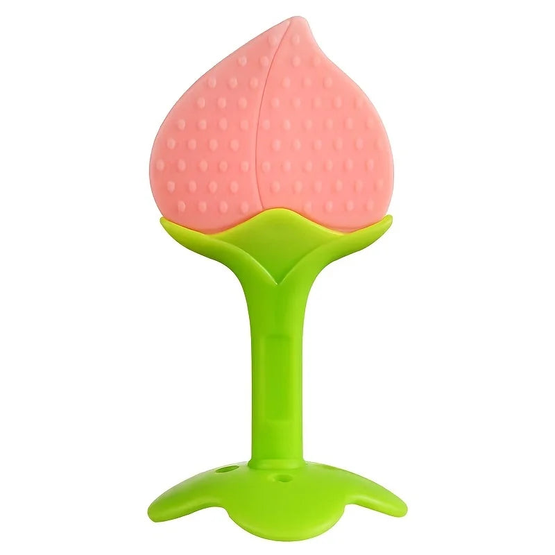 Strawberry-Shaped Silicone Baby Teether for Soothing Gums