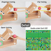 Wooden test tube clip beads Montessori color sorting toy showing various training activities like chopstick and spoon trainin