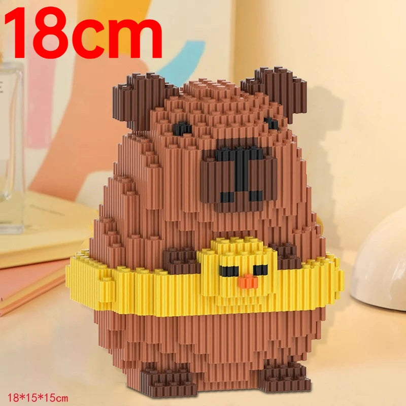 A brown building block shaped pen holder and desk organizer resembling a capybara, shown in a close-up view.