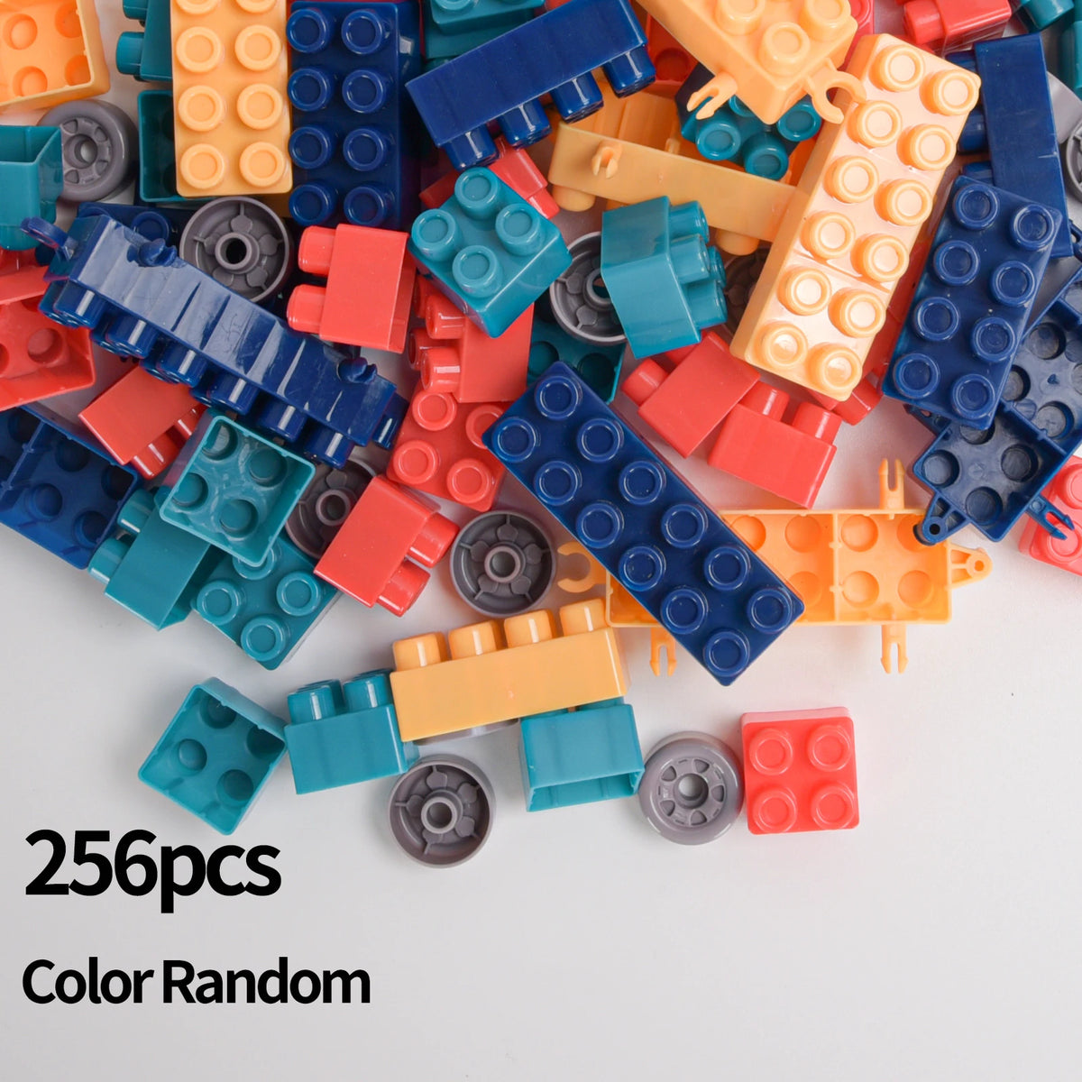 A pile of colorful educational stacking blocks in various colors and shapes.