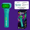 A turquoise rope launcher product featuring a glow-in-the-dark string and flashing LED lights.