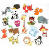A collection of glow-in-the-dark animal washing water toys including a zebra, panda, giraffe, tiger, and elephant.