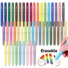 A collection of colorful erasable gel pens with a cute eggshell design shown in a hand