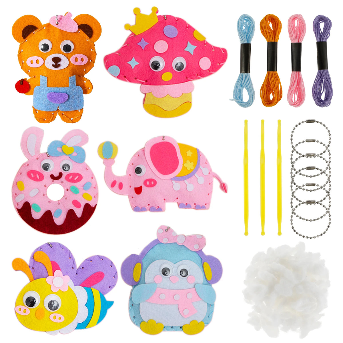 DIY Felt Sewing Craft Kit for Kids – Forest Creatures Plush Toy Making Set
